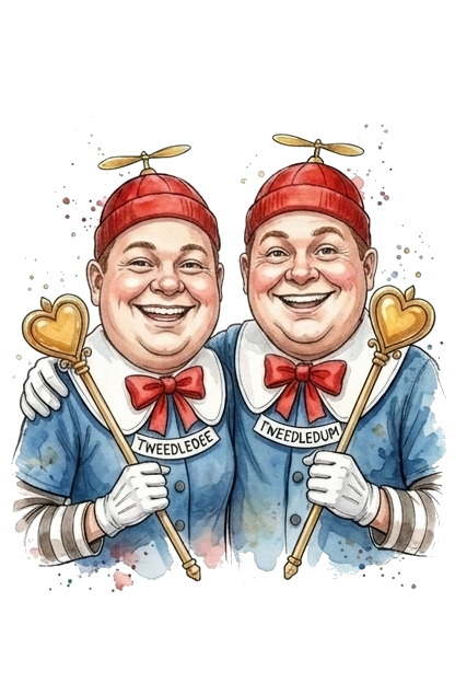 Tweedledee and Tweedledum costume illustration